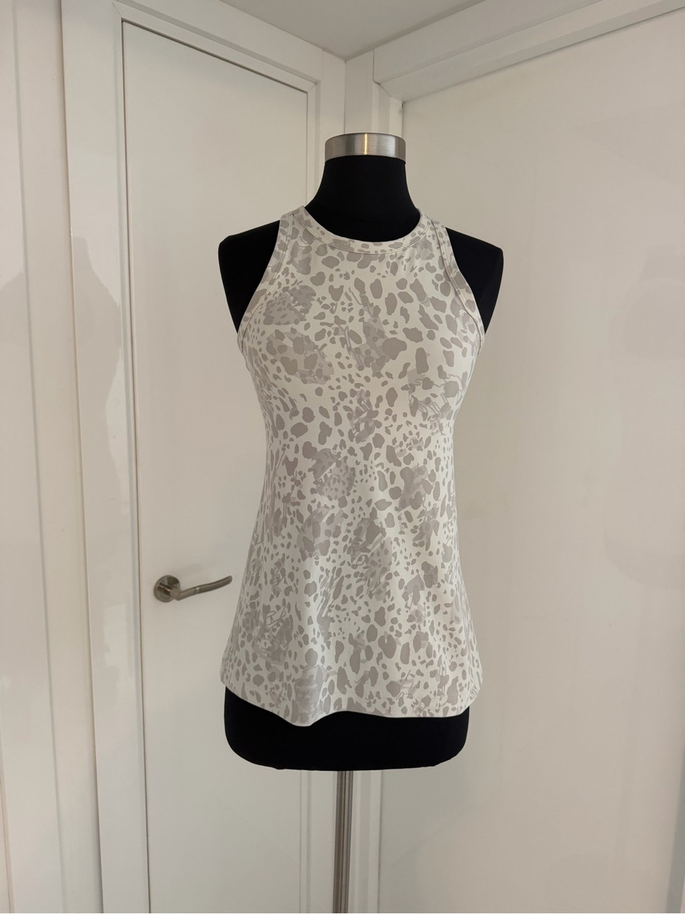 lululemon athletica White and Light Grey Animal Print Tank Top
